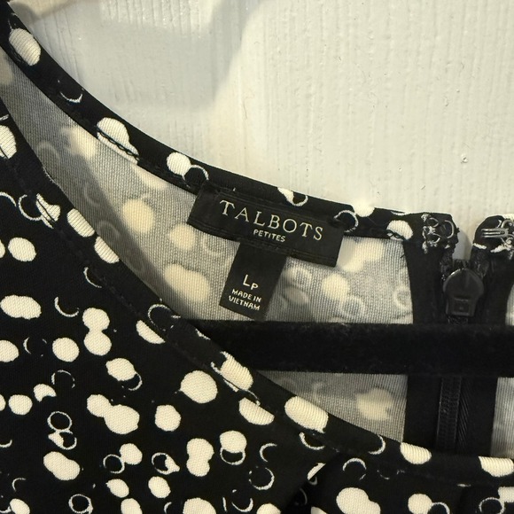 Talbots Petites‎ Black White Polka Dot Tie Sleeve Dress Size LP Large Classic - Picture 3 of 7